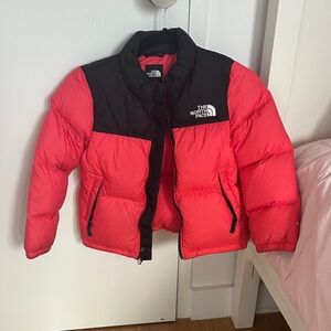 The North Face Kids hot pink/red and Black Puffer Jacket